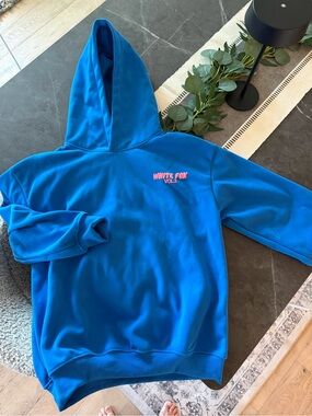 White Fox Vol.3 Blue Hoodie with Pink Logo
